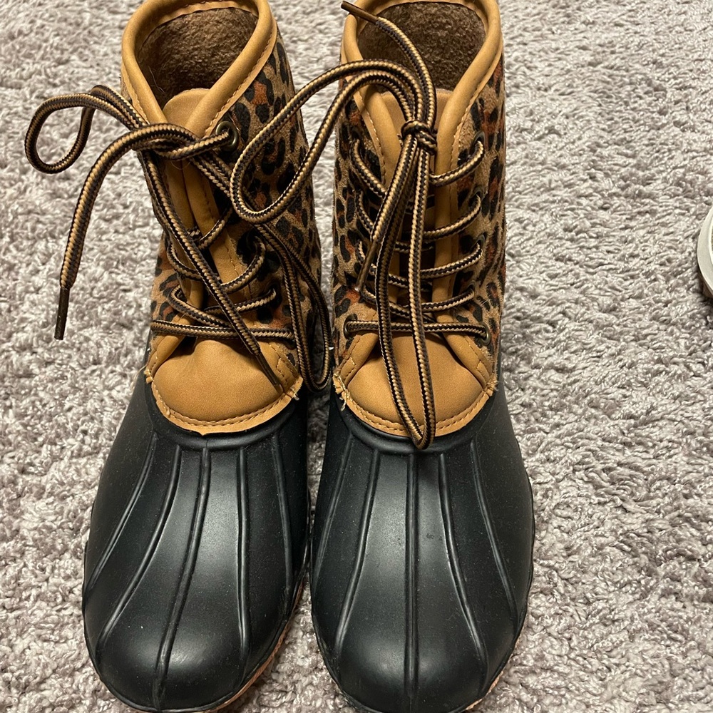 Winter animal print rain boots